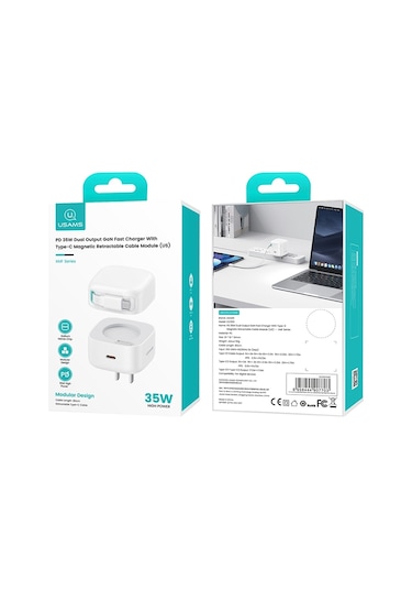 Usams Us-cc203 Smf Serisi Pd35w Çift Tip-c Bağlantı Noktalı Gan Hızlı Şarj Cihazı, Abd Tak Siyah