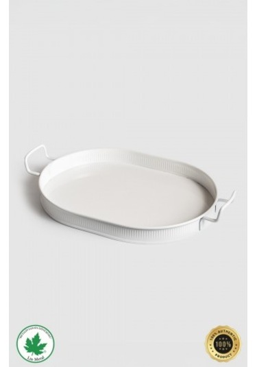 Lin Metal Lotus 41 Cm Elips Metal Tepsi - Beyaz LINMETAL.033 beyaz