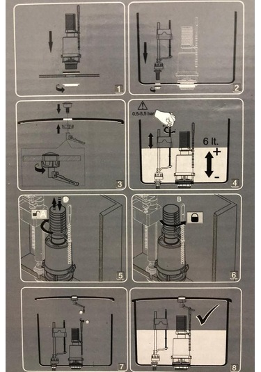 Vitra 330B1314 Tek Basmalı Rezervuar İç Takımı Mavi