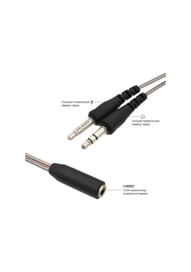 Hombey 3.5mm Mikrofon Ve Kulaklık Ayırıcı Kablosu - 1 Ana Jack 2 Erkek Bağlantı - Masaüstü Bilgisayar Uyumlu Kahverengi