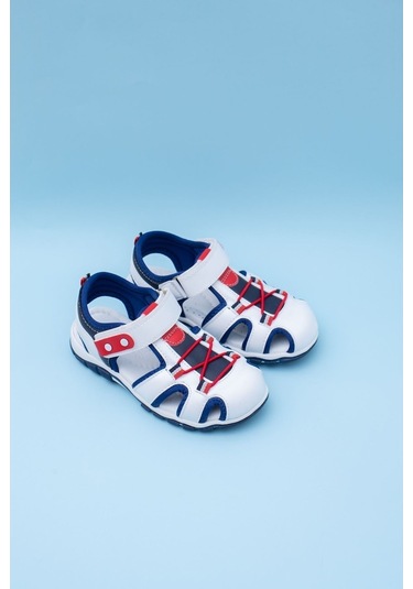 Aymeravm - Burnu Kapalı Beyaz Kırmızı Garnili Çocuk Sandalet ... Beyaz