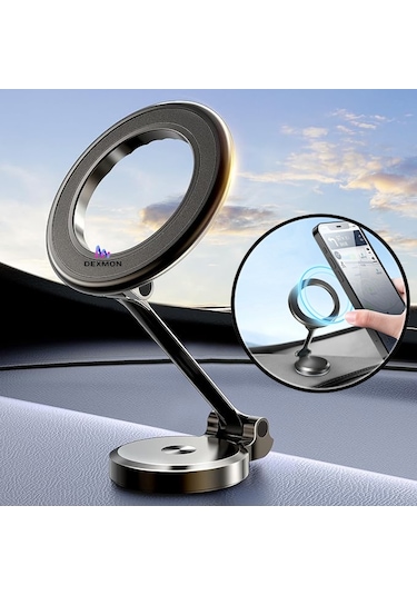 Metal Katlanır Magsafe Mıknatıslı 360 Dönen Araç Telefon Tutucu