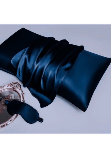 2 Adet Özel Seri İpek Saten Yastık Kılıfı 50x70 Cm Konforlu Uyku Lacivert
