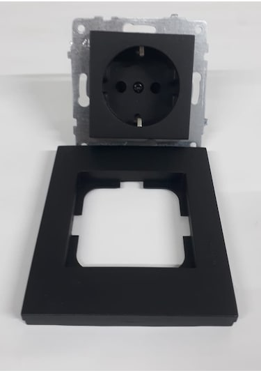 Ovivo Grano Siyah Topraklı Priz + Çerçeve