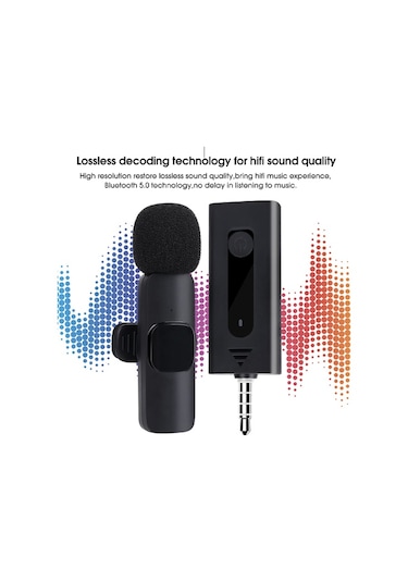 K35 Kablosuz Yaka Mikrofonu Aux Girişli Mini Taşınabilir Mikrofon