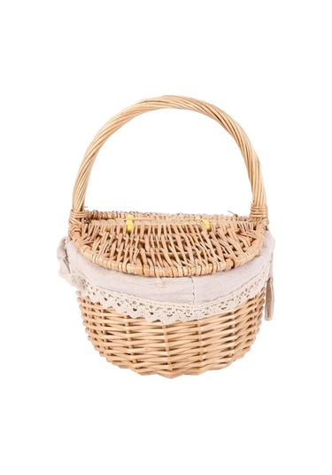 Bosphorusboutique02 El Yapımı Hasır Sepet, Kamp & Piknik İçin, Kahverengi Kapaklı Sepet Kahverengi