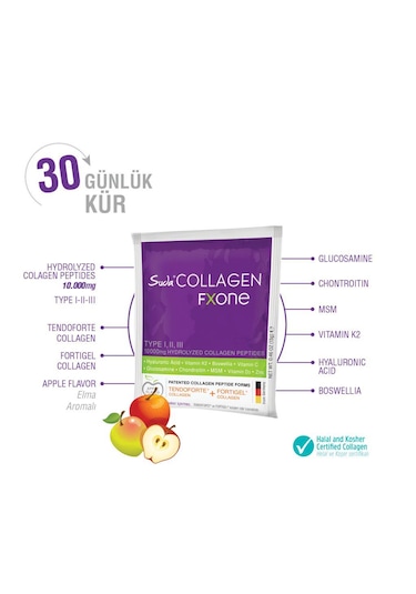 Suda Collagen Fxone Elma Aromalı Takviye Edici Gıda 30 X 13Gr Toz