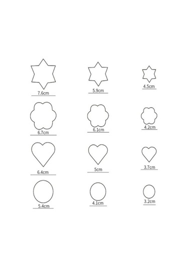 12 Adet Pişirme Aletleri, Pişirme Kalıpları, Zencefilli Kurabiye Şablonları, Kurabiye Kalıpları Gümüş Diğer