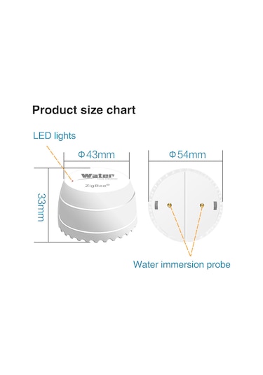 Jeemson Zigbee Su Tespit Cihazı, Tuya Uygulaması İle Uzak Ve Yerel Hatırlatma, Akıllı Cihazlarla Bağlantı, Pil Düşük Uyarısı Pil Dahil Değil