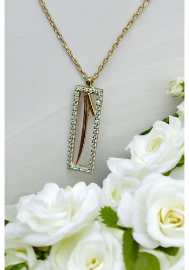 Modagümüşevi 925 Ayar Gümüş Elif Yazılı Kolye, Gümüş Kadın Kolye, Elif Kolye