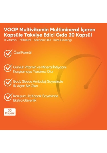 Voop Multivitamin Multimineral Takviye Edici Gıda 30 Kapsül