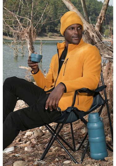 Buratti Slim Fit Fermuarlı Cepli Dik Yaka Polar Erkek Hırka 5906028 Hardal