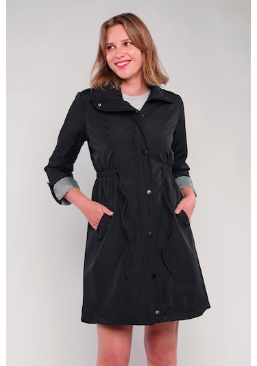 Gabria Kol Katlamalı Trenchcoat Siyah