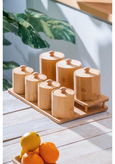 Acar Bambu Standlı 7 Li Baharat Takımı Bambu