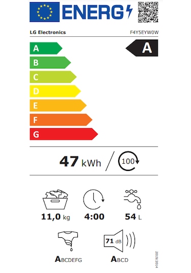 LG F4Y5EYW0W 1400 Devir 11 KG Çamaşır Makinesi