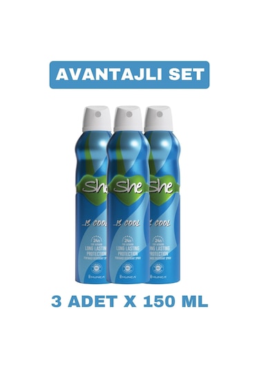 She is Cool Kadın Sprey Deodorant 150 ML x 3