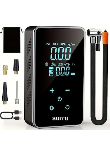 Willowhaven Usb Şarjlı Kablolu Araba Bisiklet Top Pompası Dijital Göstergeli 18650 Lityum Pil