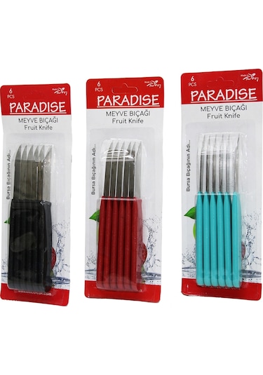 6 Parça Meyve Bıçak Renkli Plastik Saplı Çok Renkli