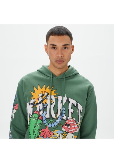 Market Fantasy Farm Pullover Erkek Yeşil Hoodie Düz 397000504 Yeşil
