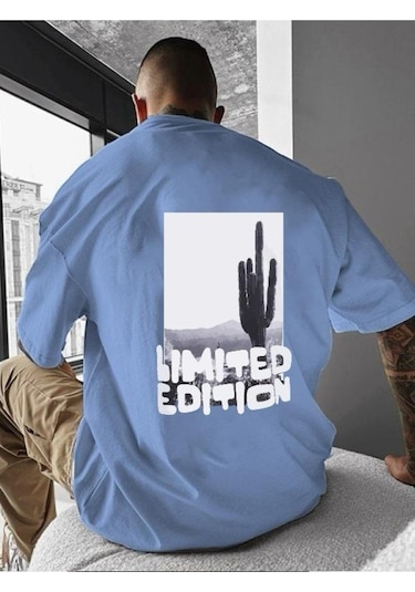 Lımıted Edıtıon Baskılı Oversize Tişört Bebe Mavisi
