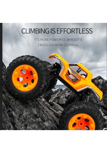 Kumandalı 33 Cm Dev Off-road Araba 15km/h Hızlı, Şarjlı, 2.4ghz Rc Tırmanıcı Arazi Aracı 9030-3f - Turuncu