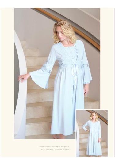 Bone Club 5318 Mavi Hamile Lohusa Gecelik Sabahlık Tk