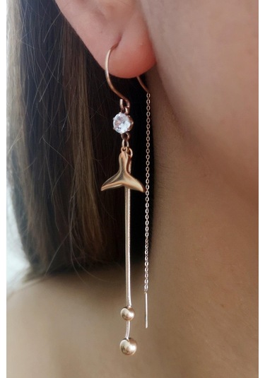 Altın Kaplama Zirkon Taşlı Sallantılı 316l Kalite Paslanmaz Çelik Küpe - Std Altın