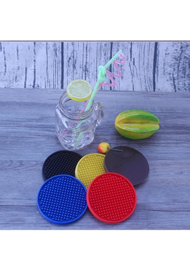 Dolıty Yuvarlak İçecek Bardak Altlıkları Yumuşak Silikon Siyah