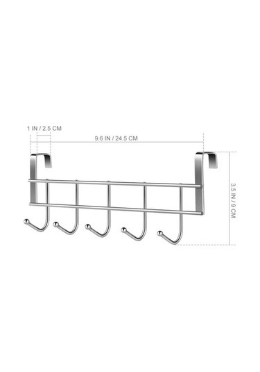Jms 1 Adet Kapı Üstü Kanca Askı Organizatör Ceket Havlu Bornoz 5 Kanca Çelik