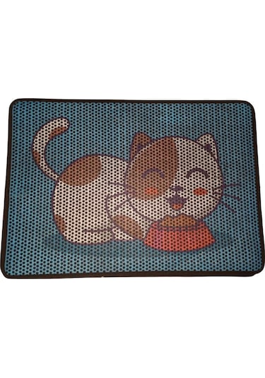 Nanbell Büyük Elekli Çift Katlı Kedi Kumu Paspası 75x59 Cm Desenli No:3