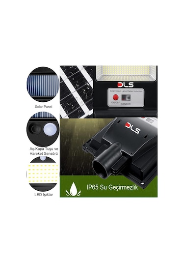 150 Ledli Güneş Enerjili Solar Bahçe Çevre Sokak Lambası Dls
