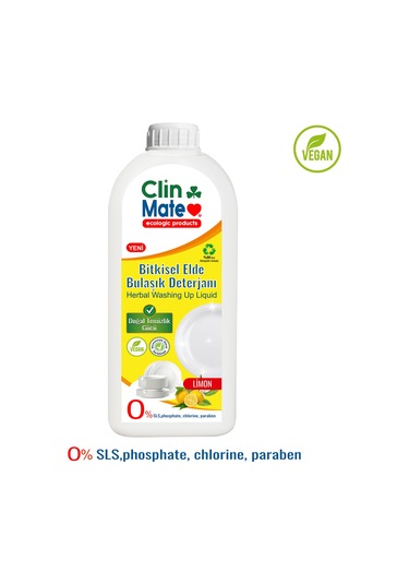 Clinmate Ekolojik Bitkisel Elde Bulaşık Deterjanı Limon 750 ML