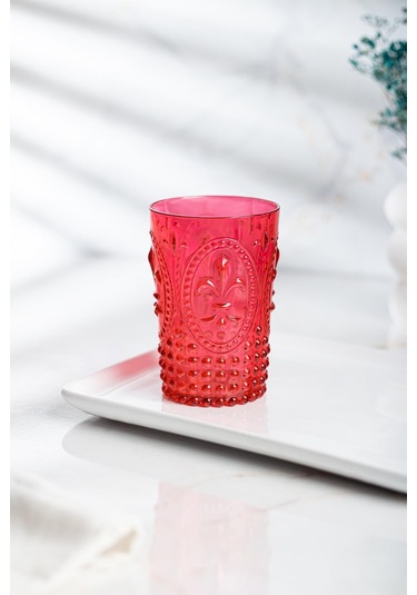 Akrilik Kırmızı Tekli Kısa Bardak & Su Meşrubat Kahve Yanı Bardağı 400 Ml Cam Değildir Kırmızı