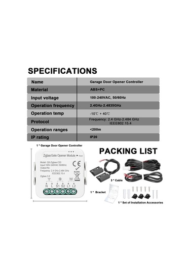 Tuya Zigbee Kapı Açacağı Akıllı Garaj Kapısı Açacağı E25826