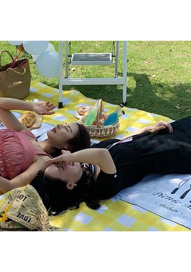 Maiyame Nordik Desenli Kalın Oxford Kumaşlı Katlanabilir, Taşınabilir, Islaklığa Dayanıklı Dış Mekan Piknik Battaniyesi Sarı 150x200 Cm Çok Renkli