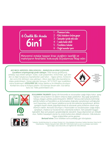 Air Wick Aerosol Manolya Ve Kiraz Çiçekleri 6 x 300 ML
