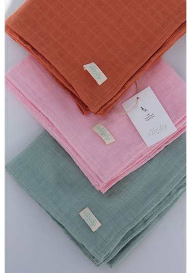 3'lü Organik Pamuk Müslin Örtü Seti Kız Bebek Model 3 Pembe, Tarçın, Nil 3 Adet 75x85 CM Pembe Tarçın Nil