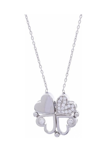 Kalp Yonca Model-1 Açılır-kapanır 925 Ayar Gümüş Aşk Kadın Kolye