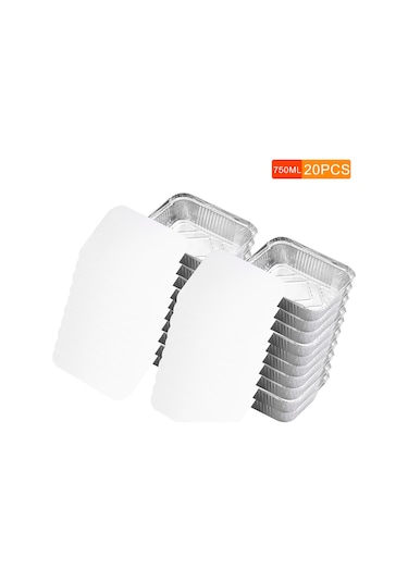 Xindoker 750ml Alüminyum Folyo Kutu, Kapaklı Tek Kullandım, Fırın/grill/ulaşım Uygun, Leakproof, 20 Adet Paket Çok Renkli