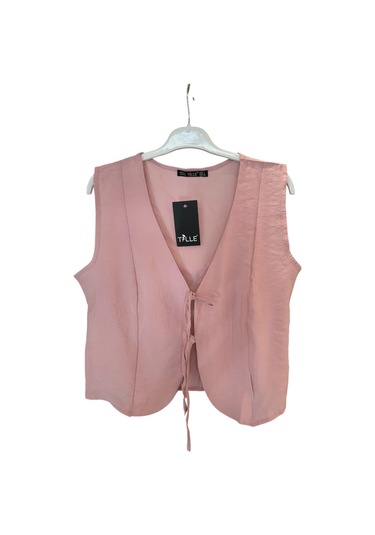 4123 Önü Bağlamalı Yelek Pantolon Takım Pudra