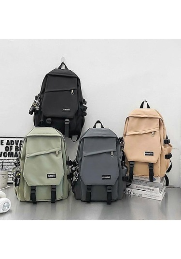 Ganzhoushop Günlük Sırt Çantası Sınır Ötesi Yeni Stil Ortaokul Öğrenci Okul Çantası Kadın Çok Katmanlı Çanta Büyük Kapasiteli Naylon Sırt Çantası Bilgisayar Çantasıyeşil Çok Renkli