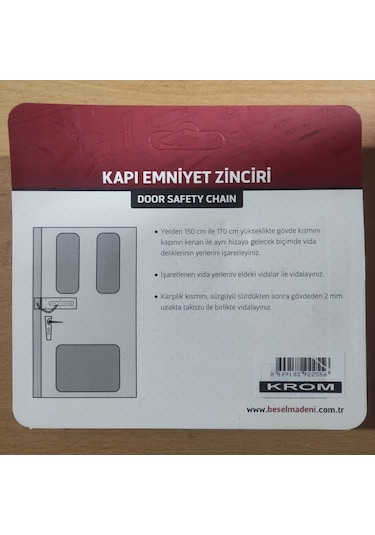 Kapı Emniyet Kilidi Zinciri Krom Renginde Beşel Yerli Üretim D...