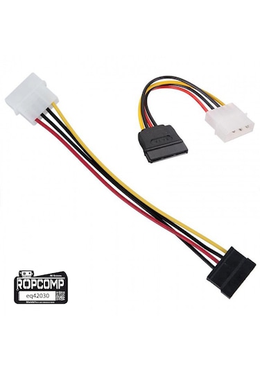 Ropcomp 4-pin Molex Erkek - 15-pin Sata Güç Dönüştürücü Kablo 20 Cm