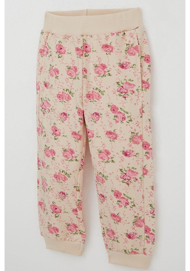 Breeze Kız Çocuk Eşofman Takımı Çiçek Desenli Kapüşonlu 1.5-5 Yaş, Krem Krem