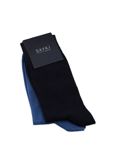 Lacivert - Siyah İkili Bambu Soket Çorap Lacivert