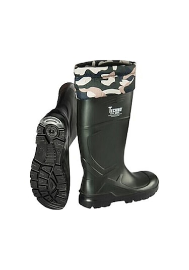 Techno Boots Unisex Poliüretan Çizme Kamuflaj Uzun Konçlu Çizme
