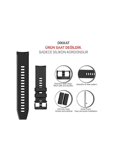 Huawei Watch Gt 2E Kordon 22 Mm Kayış Klasik Silikon Strap K23