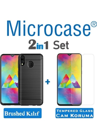 Samsung Uyumlu Galaxy M20 Brushed Silikon Kilif + Cam (Seçin) 333893264