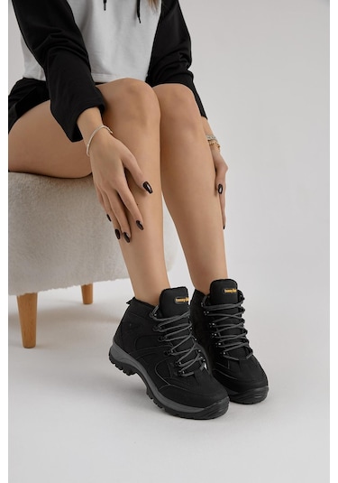 Rahat Kalıp Bağcıklı Unisex Siyah Trekking Bot V2rts-0 Siyah