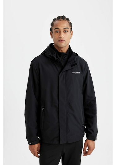 DeFactoFit Su İtici Mont Normal Kesim Kapüşonlu Fermuarlı Cepli C6047AX24AUBK81